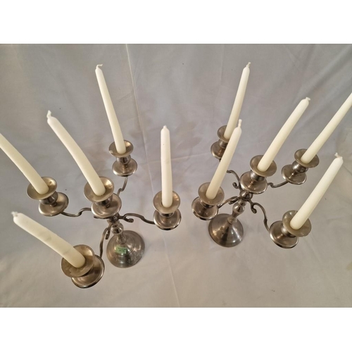 174 - Pair of Decorative Silver Colour 5-Candle Candelabras, (2)