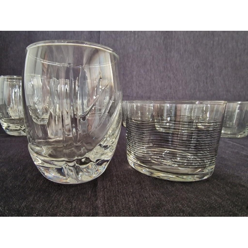 180 - Collection of Glassware; Set of 6 x Glasses with Black Spiral Pattern and Set of 5 x Decorative Wate... 