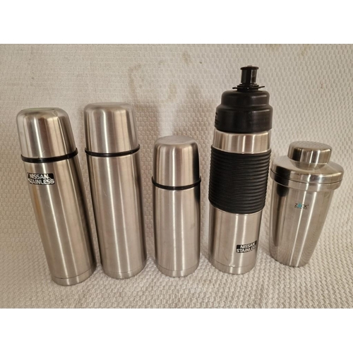 182 - 'Zack' Stainless Steel Cocktail Shaker, Together with 4 x Thermoses, (5)