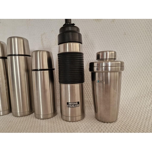 182 - 'Zack' Stainless Steel Cocktail Shaker, Together with 4 x Thermoses, (5)