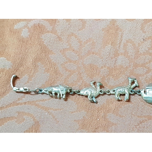 195 - Noahs Ark - White Metal Bracelet (L:19cm)