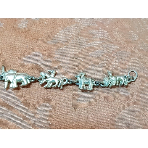 195 - Noahs Ark - White Metal Bracelet (L:19cm)