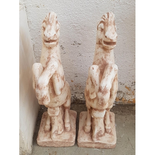 205 - Pair of Large Outdoor Horse Statues (H:80cm each)