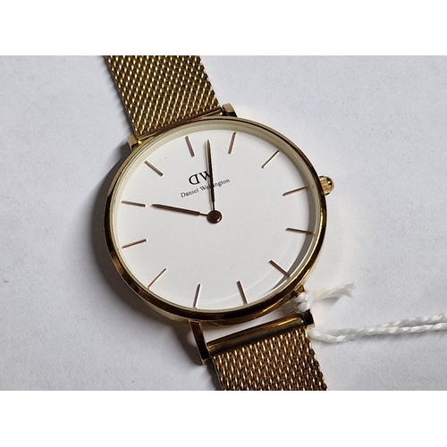 194 - Daniel Wellington Watch, Gold Tone with Bracelet Strap, White Face and Gold Tone Hour Baton Markers,... 