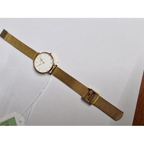 194 - Daniel Wellington Watch, Gold Tone with Bracelet Strap, White Face and Gold Tone Hour Baton Markers,... 