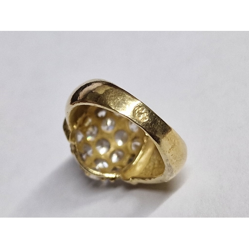 97 - 14ct Gold Ring Set with Cluster of Clear Stones, (Approx. J/ K, 4.2g)