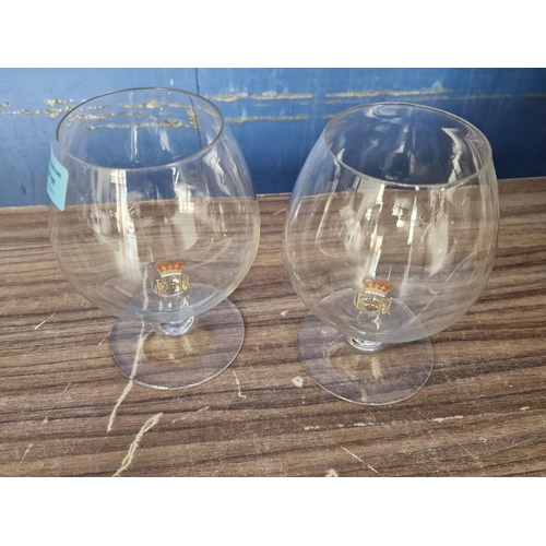 827 - 2 x Large Brandy Glasses Engraved 'ERII', (Approx. H: 16cm each), (2)