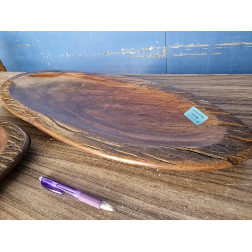 828 - 2 x Vintage Solid Wood Platters Made from South African Railway Sleepers, with Stamps Under, (Approx... 