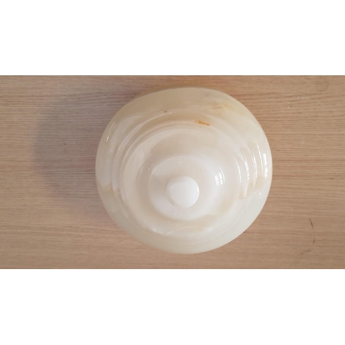 809 - Large Ivory Onyx Decorative Bowl with Lid (Approx Ø23cm x H:14cm), (A/F Lid Repair and Chipped)