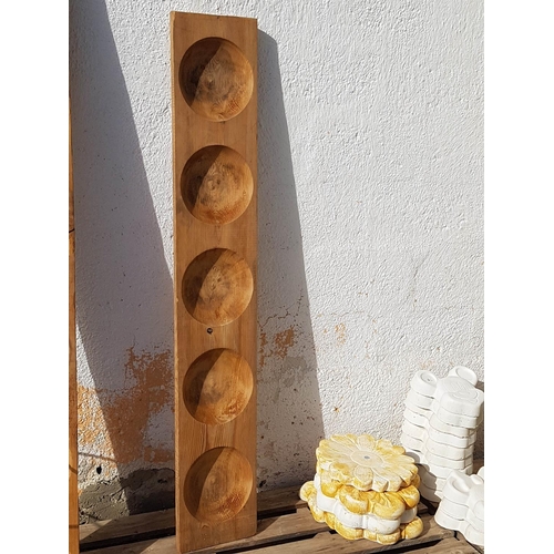 143 - Vintage Wooden Traditional Bread Mould (5 - Section), (23.5 x 144cm)