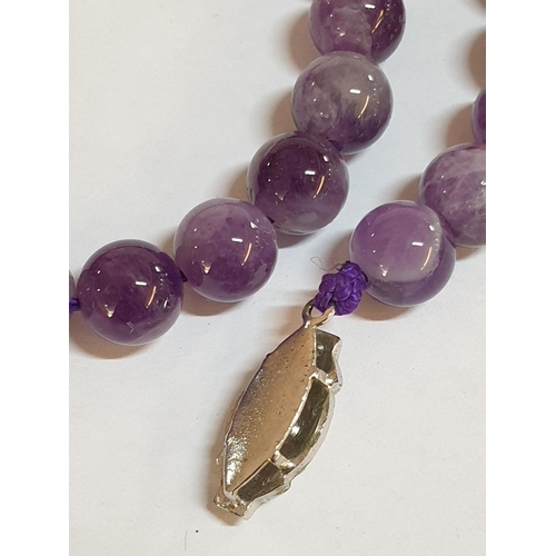 223 - Stylish Small Round Violet Beads Necklace with Natural Stone (L:41cm)