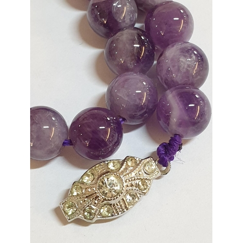 223 - Stylish Small Round Violet Beads Necklace with Natural Stone (L:41cm)