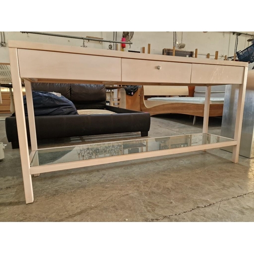 829 - Long Light Wood Colour Console / Hall / Sofa Table with 3-Drawers and Lower Glass Shelf, (Approx. 15... 