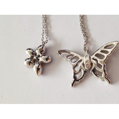 111 - Swarovski Crystal Pendant on Chains (Butterfly, L:45cm and Daisy, L:43cm)