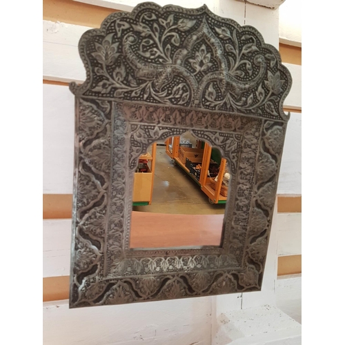 139 - Persian Mirror with Ornate Galamzani Surround, (Approx. 40 x 29cm Overall)