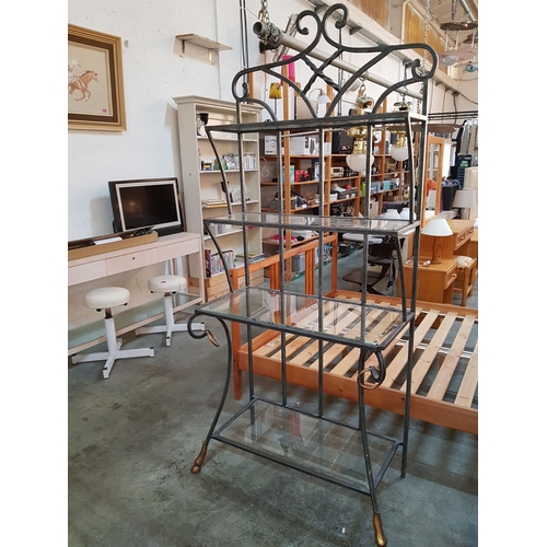 152 - Metal Art Iron and Glass Bakers Rack (4 - Glass Shelfs), (H:194cm)