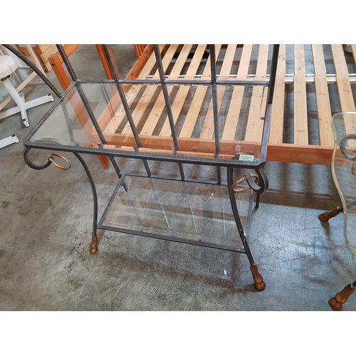 152 - Metal Art Iron and Glass Bakers Rack (4 - Glass Shelfs), (H:194cm)