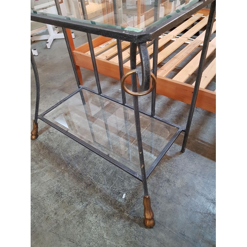 152 - Metal Art Iron and Glass Bakers Rack (4 - Glass Shelfs), (H:194cm)