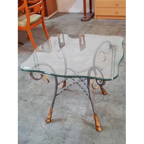 153 - Metal Art Side Table decorative Metal Legs and Glass Top (68 x 68 x 58cm)