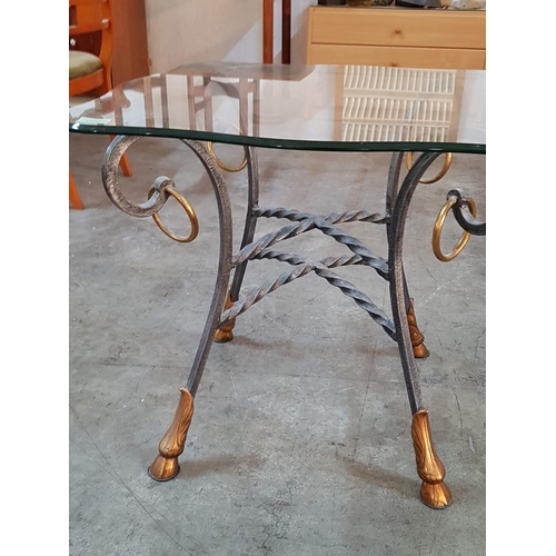 153 - Metal Art Side Table decorative Metal Legs and Glass Top (68 x 68 x 58cm)