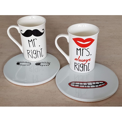 62 - Mrs and Mr Ring Breakfast Set inc; Mugs and Plates (2+2)