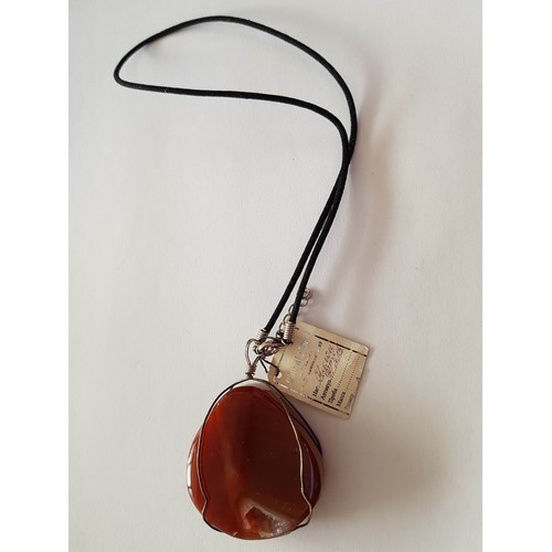 192 - Large Natural Stone Pendant (Approx. 4 x 5cm) on Strap