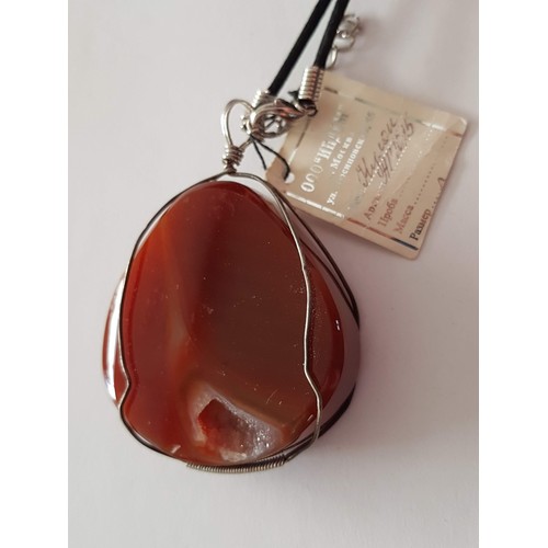 192 - Large Natural Stone Pendant (Approx. 4 x 5cm) on Strap