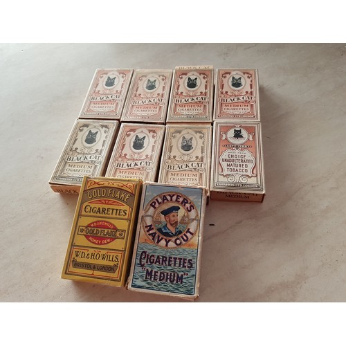 104 - Collection of Cigarettes Carts with Original Boxes, Circa 1900 - 1920 (7 x Black Cat Medium Cigarett... 