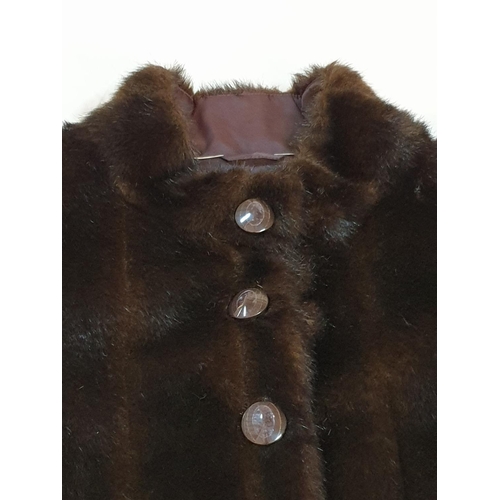 160 - Mon Soon Faux Fur Ladies Jacket with Large Decorative Buttons (Size UK14, EUR 42)