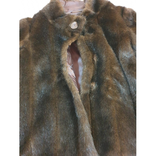 160 - Mon Soon Faux Fur Ladies Jacket with Large Decorative Buttons (Size UK14, EUR 42)