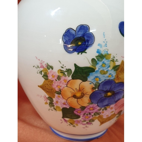 224 - Large Ceramic Hand Made, Hand Painted Floral Vase, Made in Cyprus (H:28.5cm)