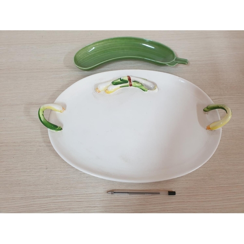 23 - Vintage 'Gustavsberg' Swedish Design Cucumber Plate, Circa 1950's, (Approx. L: 30cm), Together with ... 