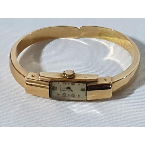 140 - Vintage Lady's Wristwatch (Cuff Bracelet) Stamped .750 (18ct) Gold Case Stamped with NR1433, Total W... 