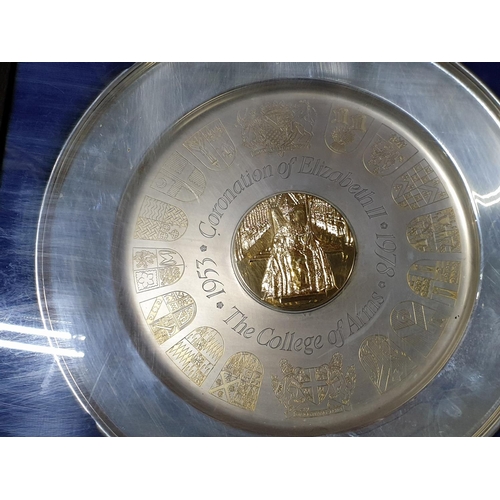 67 - 1978 Coronation of Queen Elizabeth The College of Arms Commemorative Sterling Silver and Gilt Plate ... 