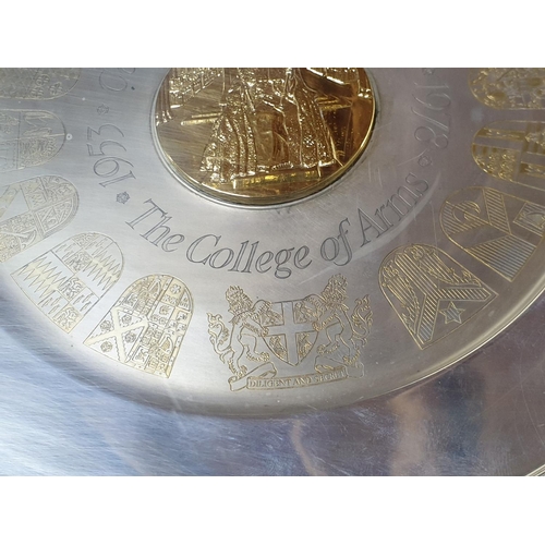 67 - 1978 Coronation of Queen Elizabeth The College of Arms Commemorative Sterling Silver and Gilt Plate ... 