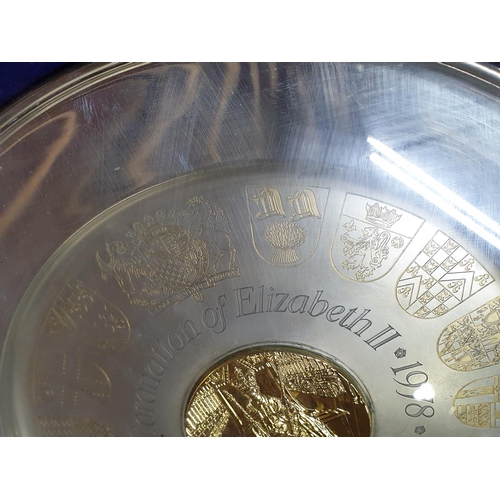 67 - 1978 Coronation of Queen Elizabeth The College of Arms Commemorative Sterling Silver and Gilt Plate ... 