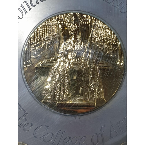 67 - 1978 Coronation of Queen Elizabeth The College of Arms Commemorative Sterling Silver and Gilt Plate ... 