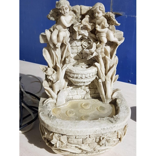 113 - Scarved Art Resin Fountain with Cherub Angels (Out / Indoor)