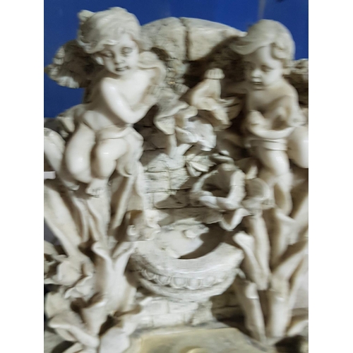 113 - Scarved Art Resin Fountain with Cherub Angels (Out / Indoor)