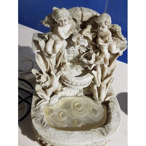 113 - Scarved Art Resin Fountain with Cherub Angels (Out / Indoor)