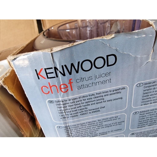 141 - Kenwood Chef Accessories / Attachments; Glass Multi-Mill and Citrus Juicer, Together with Silver Cre... 