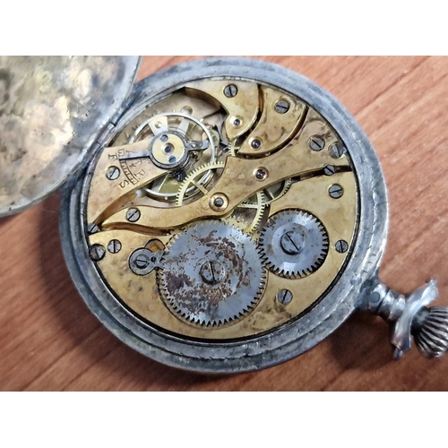 201 - Antique Globo Mi-Chronometre Silver Plated Pocket Watch, Manual Wind * Running When Lotted * with De... 