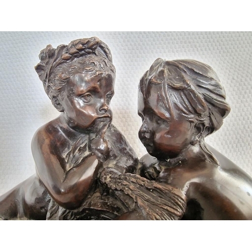 199 - Bronze Statue of Two Children, French Style, After Albert-Ernest Carrier-Belleuse's 'Allegory of Ear... 