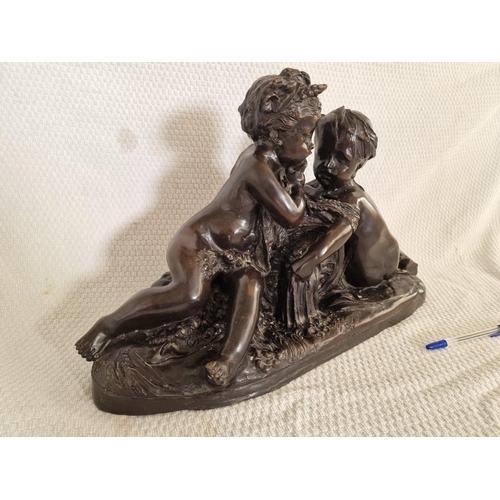 199 - Bronze Statue of Two Children, French Style, After Albert-Ernest Carrier-Belleuse's 'Allegory of Ear... 