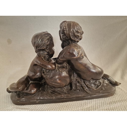 199 - Bronze Statue of Two Children, French Style, After Albert-Ernest Carrier-Belleuse's 'Allegory of Ear... 