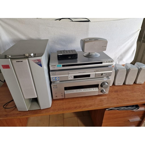 255 - Sony Stacking System; CD/DVD Player (DVP-NS360), Video Cassette Recorder (SLV-SE640) and FM-AM Recei... 