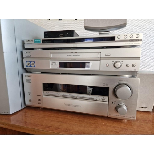 255 - Sony Stacking System; CD/DVD Player (DVP-NS360), Video Cassette Recorder (SLV-SE640) and FM-AM Recei... 