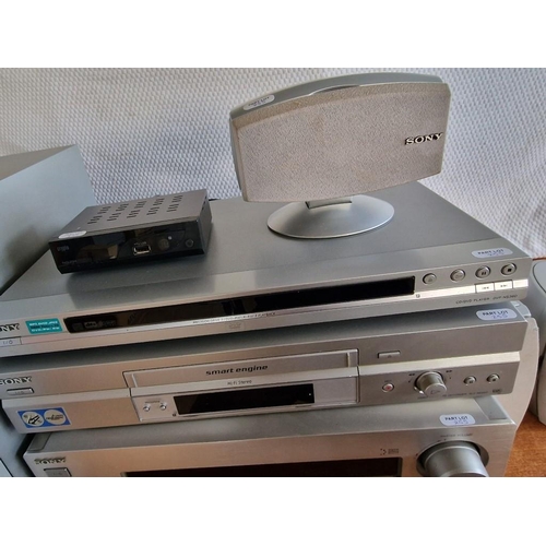 255 - Sony Stacking System; CD/DVD Player (DVP-NS360), Video Cassette Recorder (SLV-SE640) and FM-AM Recei... 