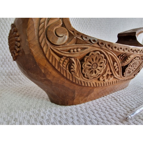45 - Large Carved Wood Bowl in Shape of Scandinavian Boat