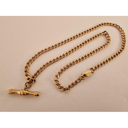 148 - 9ct Gold Albert / Pocket Watch Chain with 'T' Bar, (Approx. L: 47cm, Weight: 8.6g)